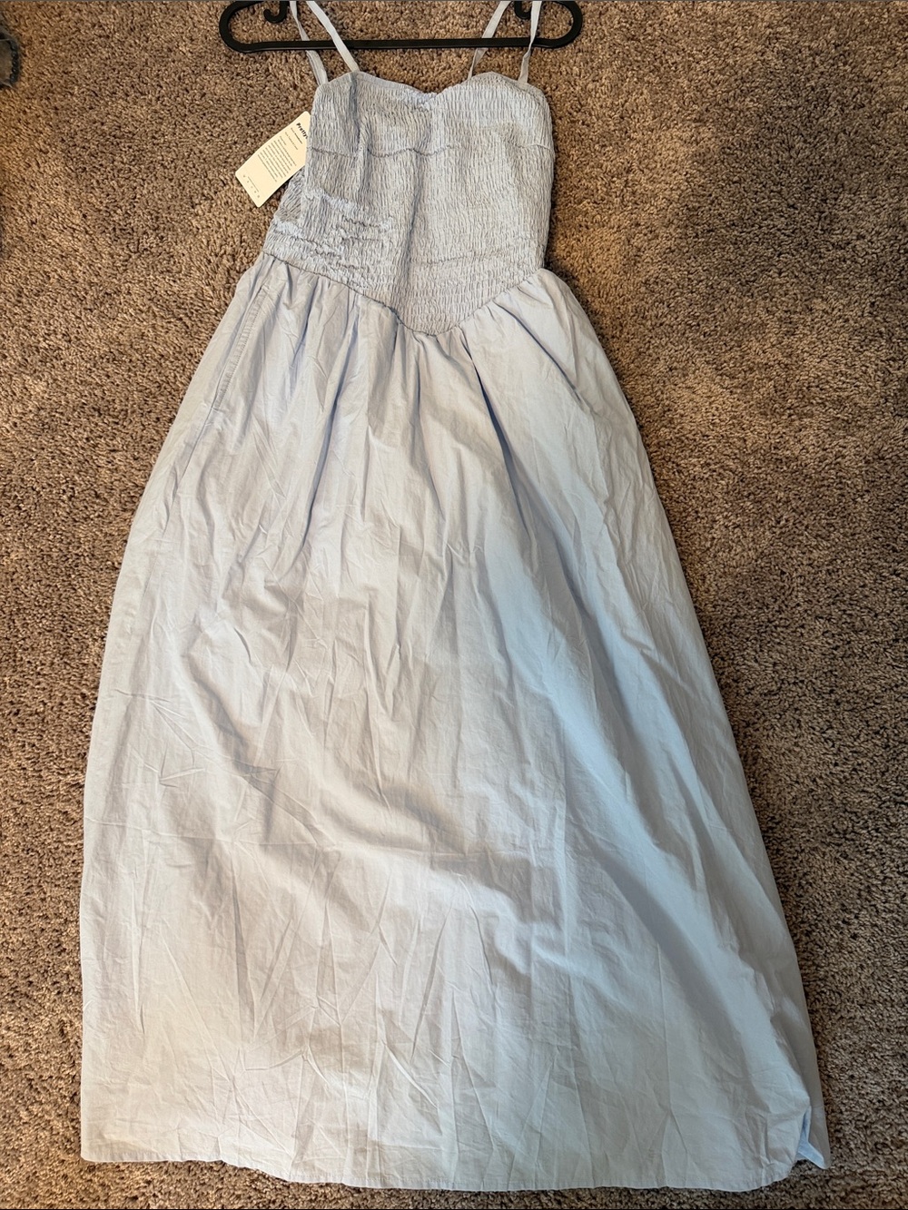Light Blue Smocked Bodice Maxi Dress